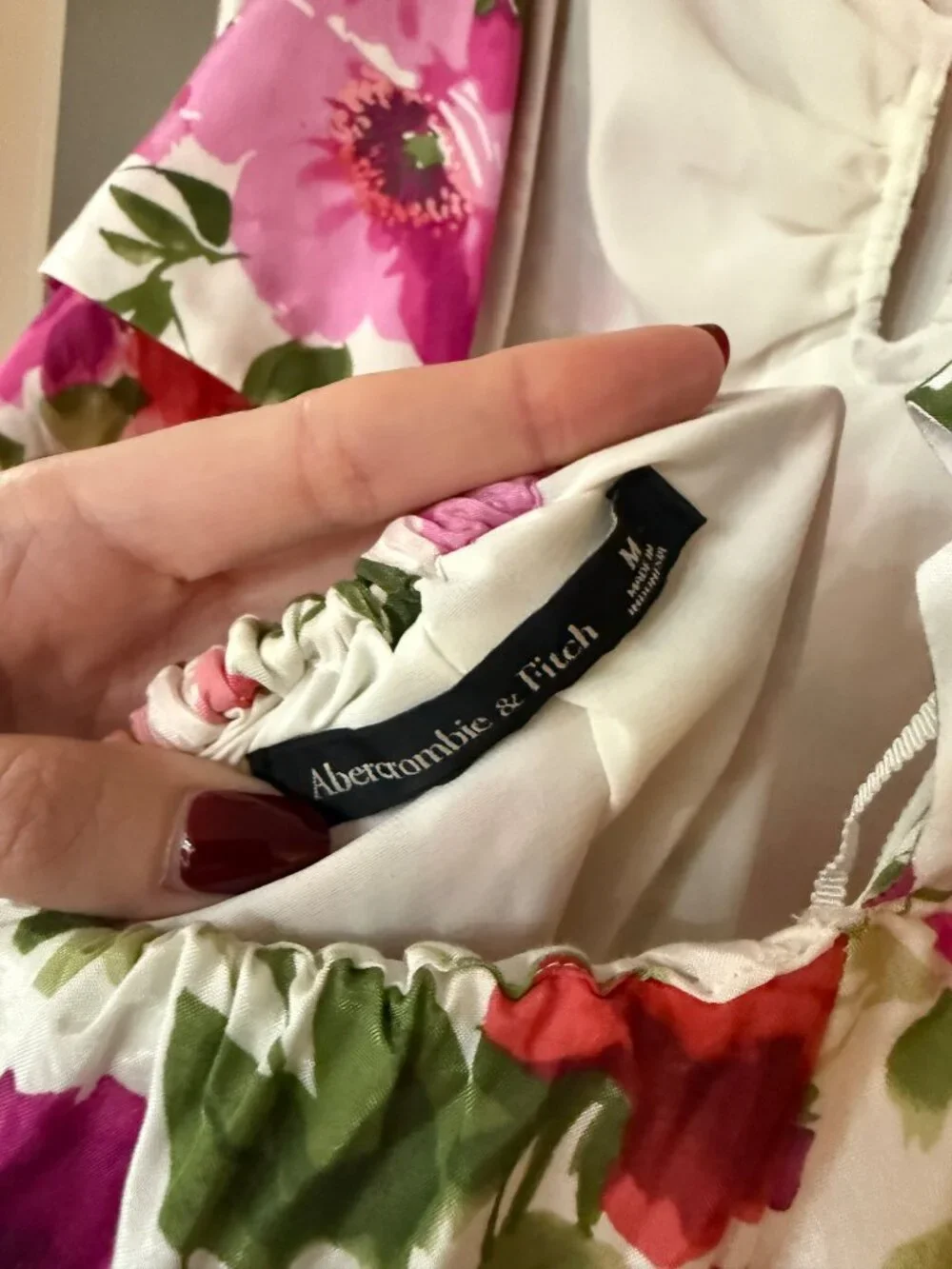 Abercrombie Hardware Drama Puff Sleeve Dress In White and Pink Floral